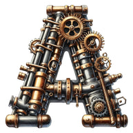 Steampunk Letter A Fabric Panel