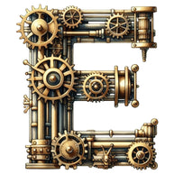 Steampunk Letter E Fabric Panel