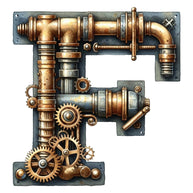 Steampunk Letter F Fabric Panel