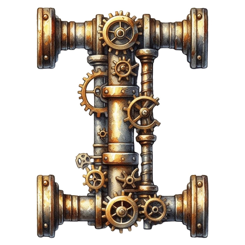 Steampunk Letter I Fabric Panel