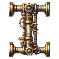 Steampunk Letter I Fabric Panel