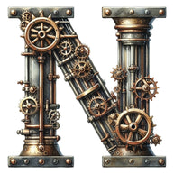 Steampunk Letter N Fabric Panel