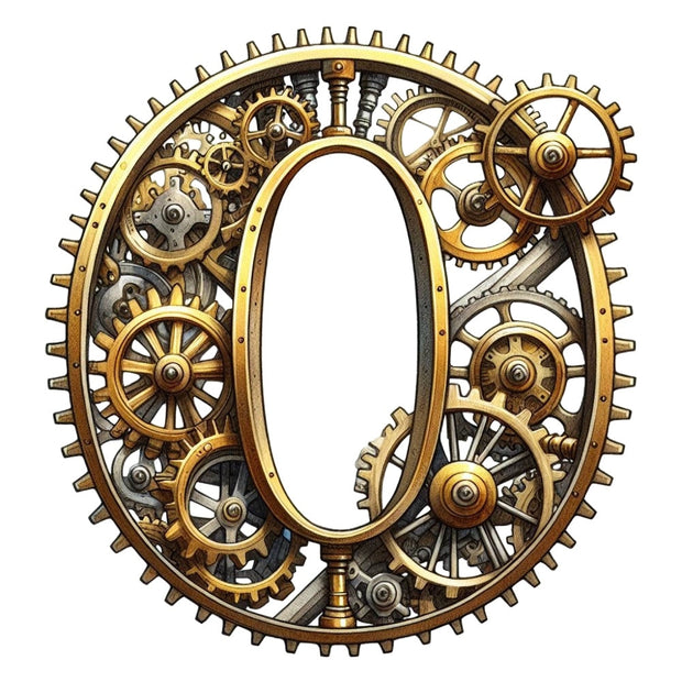 Steampunk Letter O Fabric Panel