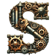 Steampunk Letter S Fabric Panel