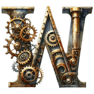 Steampunk Letter W Fabric Panel