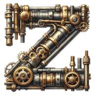 Steampunk Letter Z Fabric Panel