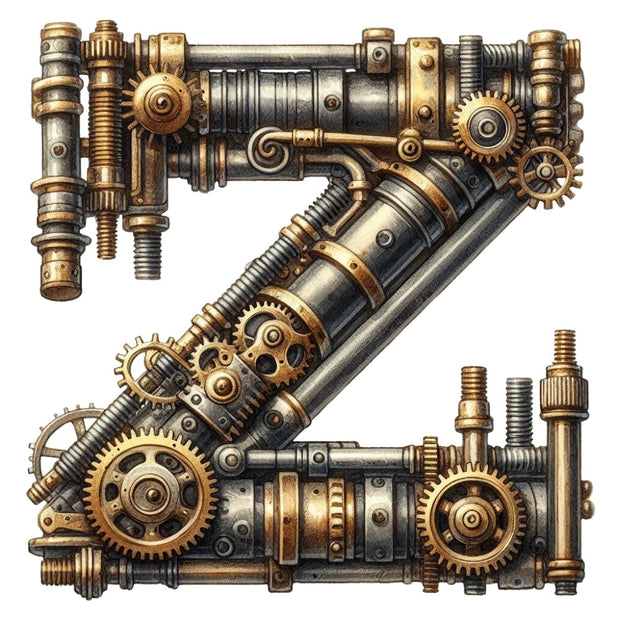 Steampunk Letter Z Fabric Panel