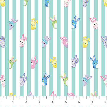 Teal Strips Springtime Squishmallows Cotton 44