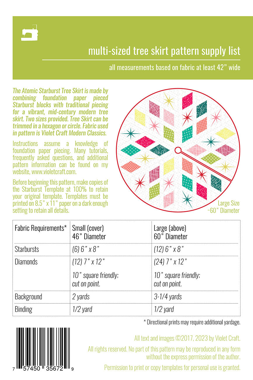 The Atomic Starburst Tree Skirt Pattern
