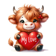 Valentine Highland Cow Fabric Panel 8
