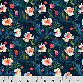 Vibrant Whispering Blooms Nightshade Quilting Cuddle Fabric Per Yard