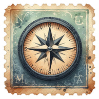 Vintage Travel Stamps Fabric Panel 14