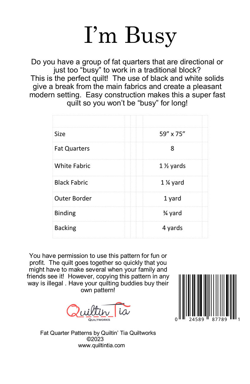 I'm Busy Fat Quarter Quilt Pattern