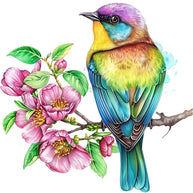 Watercolor Birds on a Branch Fabric Fabric Panel 23