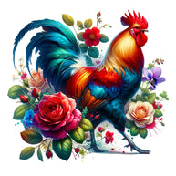 Watercolor Floral Chicken Fabric Panel 7