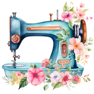 Watercolor Sewing Machines Fabric Panel 1