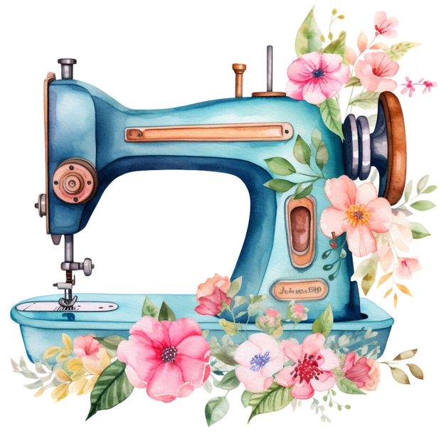 Watercolor Sewing Machines Fabric Panel 1