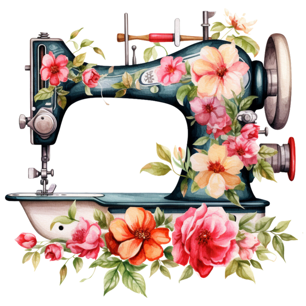 Watercolor Sewing Machines Fabric Panel 2