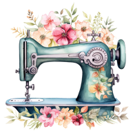 Watercolor Sewing Machines Fabric Panel 3