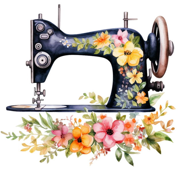 Watercolor Sewing Machines Fabric Panel 4