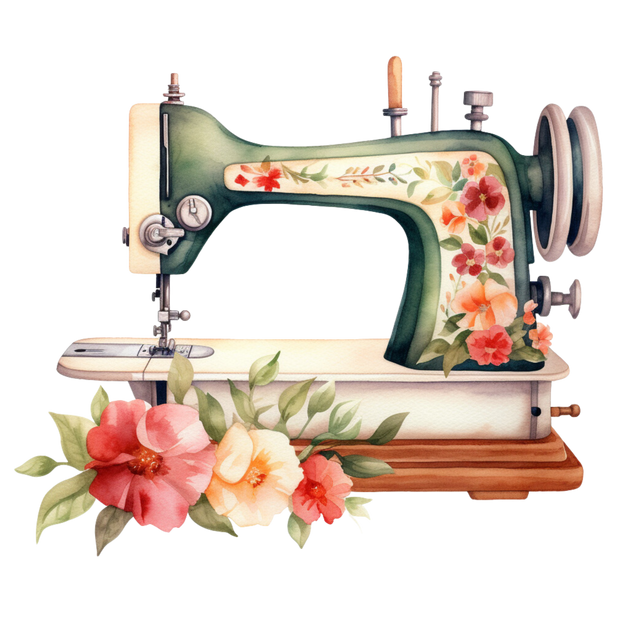 Watercolor Sewing Machines Fabric Panel 6
