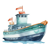 Watercolor Ship Fabric Panel