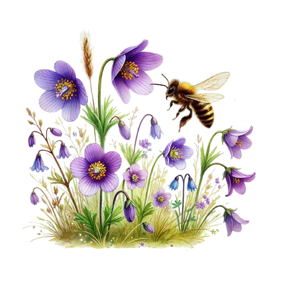 Watercolor Spring Bees Fabric Panel 13