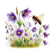 Watercolor Spring Bees Fabric Panel 13
