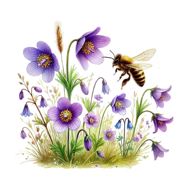 Watercolor Spring Bees Fabric Panel 13