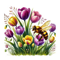Watercolor Spring Bees Fabric Panel 23