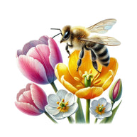 Watercolor Spring Bees Fabric Panel 30