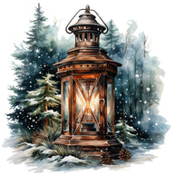 Winter Lantern 1 Fabric Panel