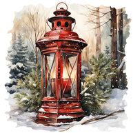 Winter Lantern 2 Fabric Panel