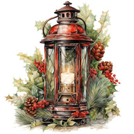 Winter Lantern 4 Fabric Panel