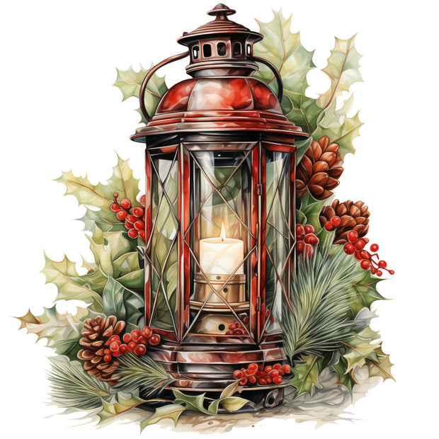 Winter Lantern 4 Fabric Panel