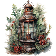 Winter Lantern 5 Fabric Panel