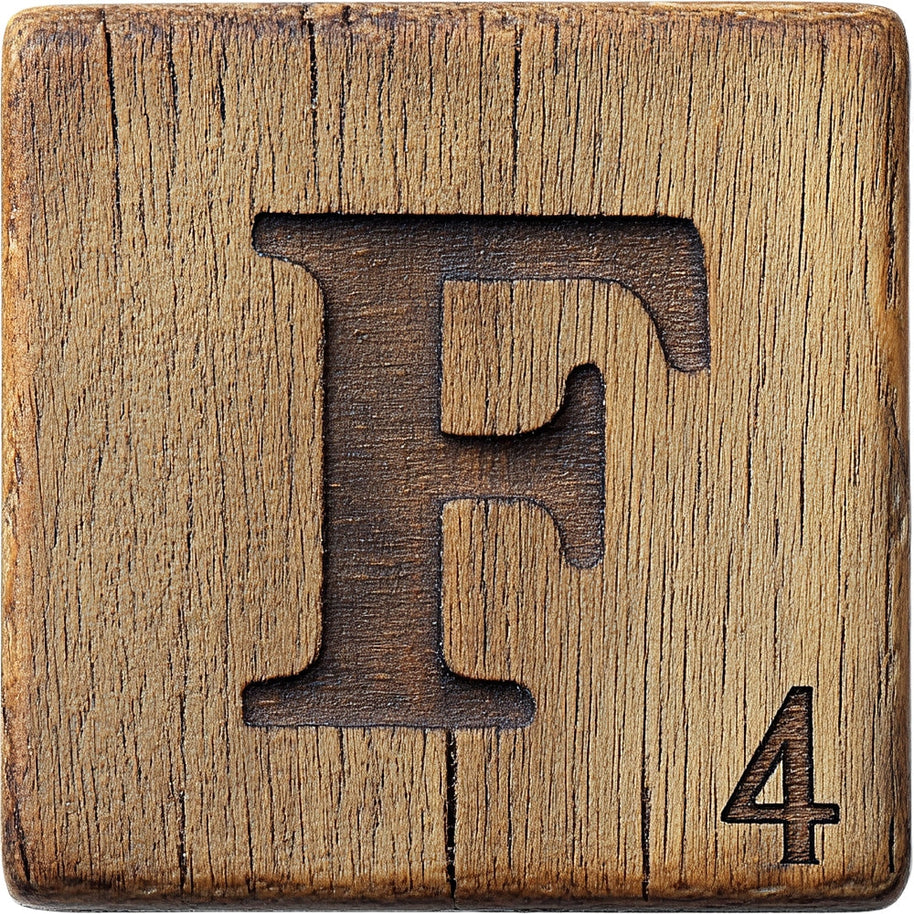 Wood Letter F Blocks Fabric Panel