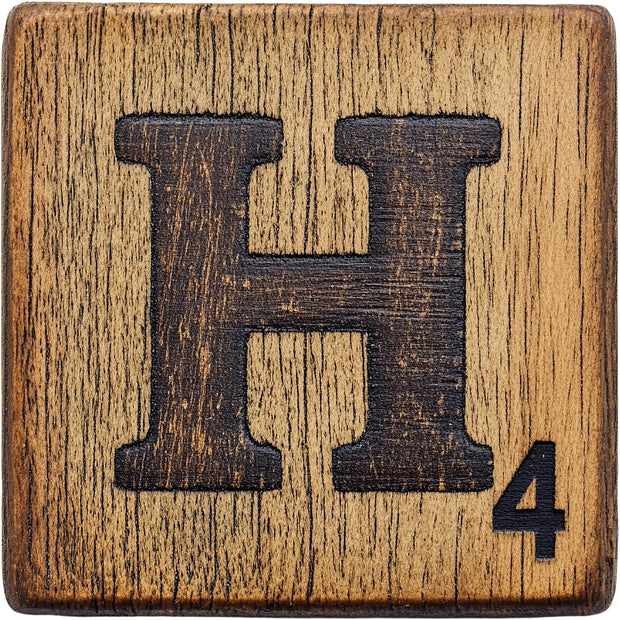 Wood Letter H Blocks Fabric Panel