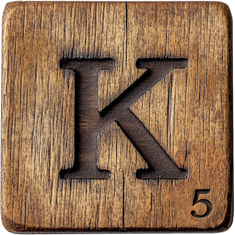 Wood Letter K Blocks Fabric Panel