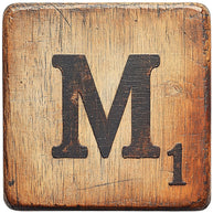 Wood Letter M Blocks Fabric Panel