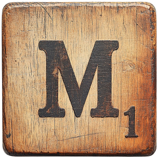 Wood Letter M Blocks Fabric Panel