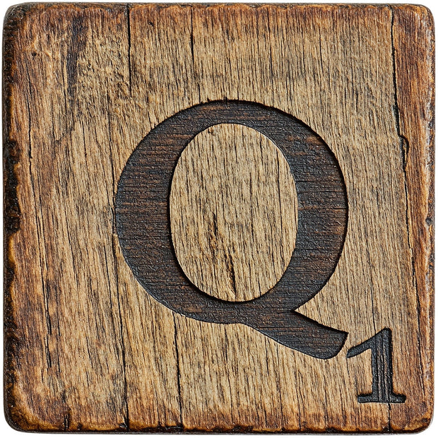 Wood Letter Q Blocks Fabric Panel