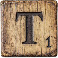 Wood Letter T Blocks Fabric Panel
