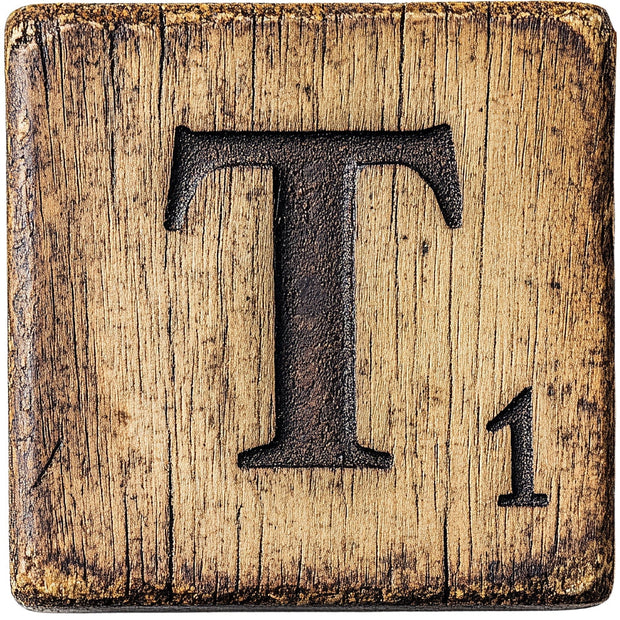 Wood Letter T Blocks Fabric Panel