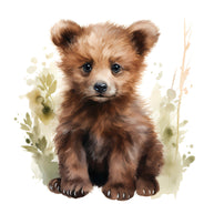 Woodland Baby Bear 3 Fabric Panel