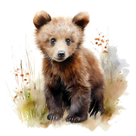 Woodland Baby Bear 4 Fabric Panel