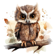 Woodland Baby Owl 3 Fabric Panel