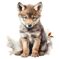 Woodland Baby Wolf 3 Fabric Panel