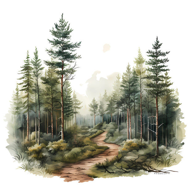 Woodland Forest Scene 4 Fabric Panel