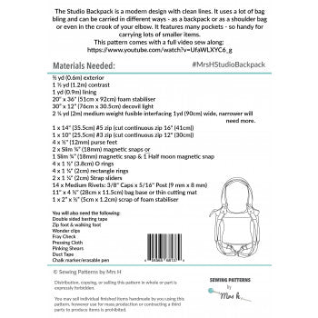 The Studio Backpack Sewing Pattern